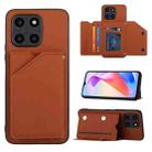 For Honor X6a 4G Skin Feel PU + TPU + PC Card Slots Phone Case(Brown) - 1