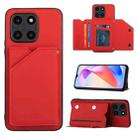 For Honor X6a 4G Skin Feel PU + TPU + PC Card Slots Phone Case(Red) - 1