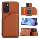 For OPPO A16 Skin Feel PU + TPU + PC Card Slots Phone Case(Brown) - 1