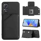 For OPPO A17 Global Skin Feel PU + TPU + PC Card Slots Phone Case(Black) - 1