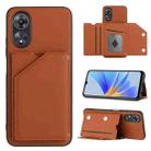 For OPPO A58 / A78 5G Skin Feel PU + TPU + PC Card Slots Phone Case(Brown) - 1