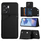 For OPPO A57 5G/A77 5G Skin Feel PU + TPU + PC Card Slots Phone Case(Black) - 1