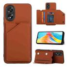 For OPPO A38 4G/A18 4G Skin Feel PU + TPU + PC Card Slots Phone Case(Brown) - 1