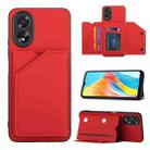 For OPPO A38 4G/A18 4G Skin Feel PU + TPU + PC Card Slots Phone Case(Red) - 1