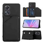 For OPPO A58 4G Skin Feel PU + TPU + PC Card Slots Phone Case(Black) - 1