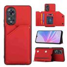 For OPPO A58 4G Skin Feel PU + TPU + PC Card Slots Phone Case(Red) - 1