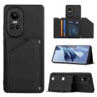 For OPPO Reno10/Reno10 Pro Global Skin Feel PU + TPU + PC Card Slots Phone Case(Black) - 1