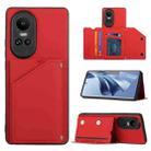 For OPPO Reno10/Reno10 Pro Global Skin Feel PU + TPU + PC Card Slots Phone Case(Red) - 1