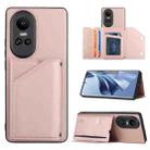 For OPPO Reno10/Reno10 Pro Global Skin Feel PU + TPU + PC Card Slots Phone Case(Rose Gold) - 1