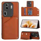 For OPPO Reno11 Pro Global Skin Feel PU + TPU + PC Card Slots Phone Case(Brown) - 1