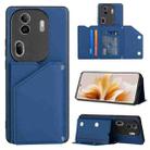 For OPPO Reno11 Pro Global Skin Feel PU + TPU + PC Card Slots Phone Case(Royal Blue) - 1