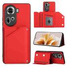 For OPPO Reno11 Global Skin Feel PU + TPU + PC Card Slots Phone Case(Red) - 1