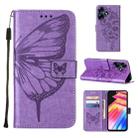 For Infinix Hot 30 4G / X6831 Embossed Butterfly Leather Phone Case(Light Purple) - 1