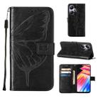 For Infinix Hot 30 Play / X6835 Embossed Butterfly Leather Phone Case(Black) - 1