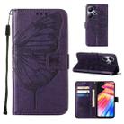 For Infinix Hot 30 Play / X6835 Embossed Butterfly Leather Phone Case(Dark Purple) - 1