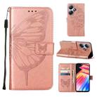 For Infinix Hot 30 Play / X6835 Embossed Butterfly Leather Phone Case(Rose Gold) - 1