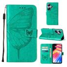 For Infinix Hot 30 Play / X6835 Embossed Butterfly Leather Phone Case(Green) - 1