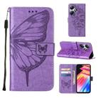 For Infinix Hot 30 Play / X6835 Embossed Butterfly Leather Phone Case(Light Purple) - 1