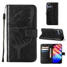 For Infinix Hot 30i / X669 Embossed Butterfly Leather Phone Case(Black) - 1