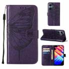 For Infinix Hot 30i / X669 Embossed Butterfly Leather Phone Case(Dark Purple) - 1