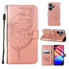 For Infinix Hot 30i / X669 Embossed Butterfly Leather Phone Case(Rose Gold) - 1