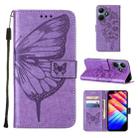 For Infinix Hot 30i / X669 Embossed Butterfly Leather Phone Case(Light Purple) - 1