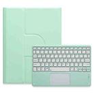 For iPad 10.2 2021 / Air 2019 Square Button 360 Degree Rotatable Bluetooth Keyboard Leather Case with Touchpad(Mint Green) - 1