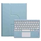 For iPad 10.2 2021 / Air 2019 Square Button 360 Degree Rotatable Bluetooth Keyboard Leather Case with Touchpad(Mist Blue) - 1