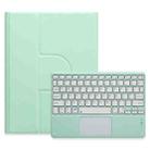 For iPad Air 2022 / iPad Pro 11 2021 Square Button 360 Degree Rotatable Bluetooth Keyboard Leather Case with Touchpad(Mint Green) - 1