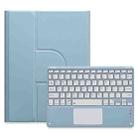 For iPad Air 2022 / iPad Pro 11 2021 Square Button 360 Degree Rotatable Bluetooth Keyboard Leather Case with Touchpad(Mist Blue) - 1