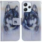 For Xiaomi Redmi 12 Coloured Drawing Flip Leather Phone Case(White Wolf) - 1