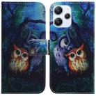 For Xiaomi Redmi 12 Coloured Drawing Flip Leather Phone Case(Oil Painting Owl) - 1