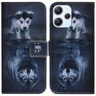 For Xiaomi Redmi 12 Coloured Drawing Flip Leather Phone Case(Wolf and Dog) - 1