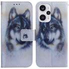 For Xiaomi Poco F5/Redmi Note 12 Turbo Coloured Drawing Flip Leather Phone Case(White Wolf) - 1