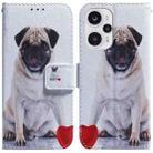 For Xiaomi Poco F5/Redmi Note 12 Turbo Coloured Drawing Flip Leather Phone Case(Pug) - 1