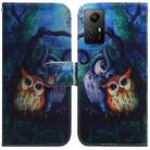 For Xiaomi Redmi Note 12S Coloured Drawing Flip Leather Phone Case(Oil Painting Owl) - 1