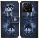 For Xiaomi 13T / 13T Pro / Redmi K60 Ultra Coloured Drawing Flip Leather Phone Case(Wolf and Dog) - 1