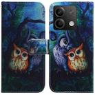 For Xiaomi Redmi Note 13 5G Coloured Drawing Flip Leather Phone Case(Oil Painting Owl) - 1