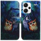 For Xiaomi Redmi Note 13 Pro+ 5G Coloured Drawing Flip Leather Phone Case(Oil Painting Owl) - 1