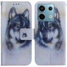 For Xiaomi Redmi Note 13 Pro 5G Coloured Drawing Flip Leather Phone Case(White Wolf) - 1