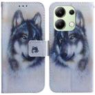 For Xiaomi Redmi Note 13 4G Global Coloured Drawing Flip Leather Phone Case(White Wolf) - 1