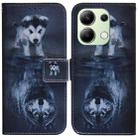 For Xiaomi Redmi Note 13 4G Global Coloured Drawing Flip Leather Phone Case(Wolf and Dog) - 1