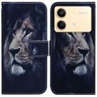 For Xiaomi Redmi Note 13R Pro Coloured Drawing Flip Leather Phone Case(Lion) - 1