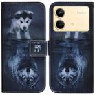 For Xiaomi Redmi Note 13R Pro Coloured Drawing Flip Leather Phone Case(Wolf and Dog) - 1