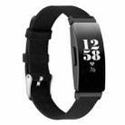 For Fitbit Inspire HR Nylon Canvas Strap Metal Connector Size: Large Size(Black) - 1