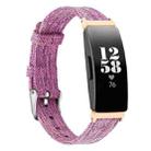 For Fitbit Inspire HR Nylon Canvas Strap Metal Connector Size: Large Size(Deep Purple) - 1