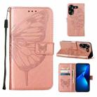 For Tecno Pova 5 4G / LH7N Embossed Butterfly Leather Phone Case(Rose Gold) - 1