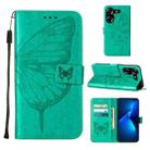 For Tecno Pova 5 4G / LH7N Embossed Butterfly Leather Phone Case(Green) - 1