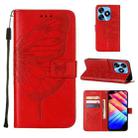 For Tecno Spark 10 4G / K15K Embossed Butterfly Leather Phone Case(Red) - 1