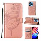 For Tecno Spark 10 4G / K15K Embossed Butterfly Leather Phone Case(Rose Gold) - 1